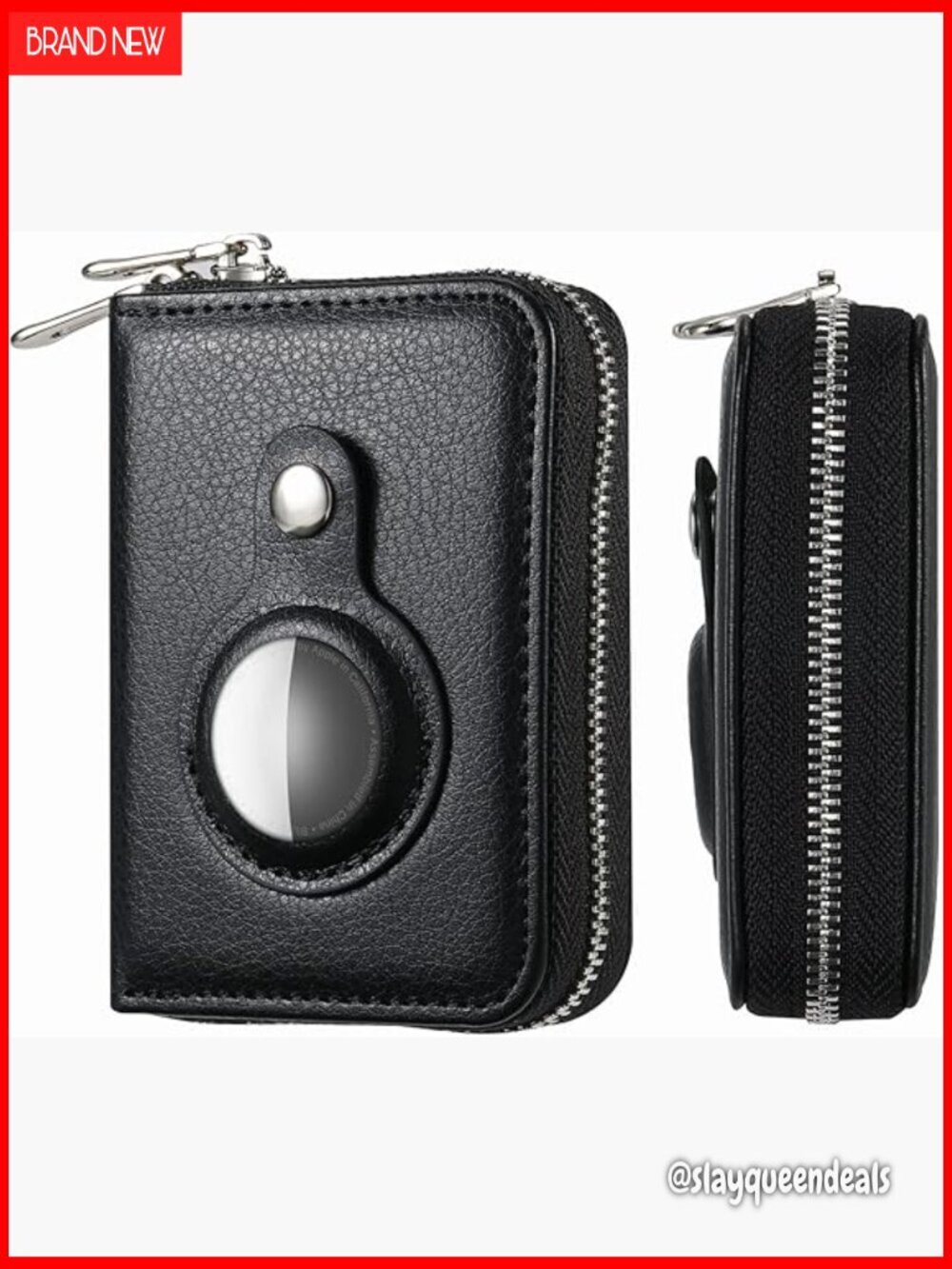 Slim RFID Blocking PU Leather Wallet with AirTag Holder, 6 Card Slots